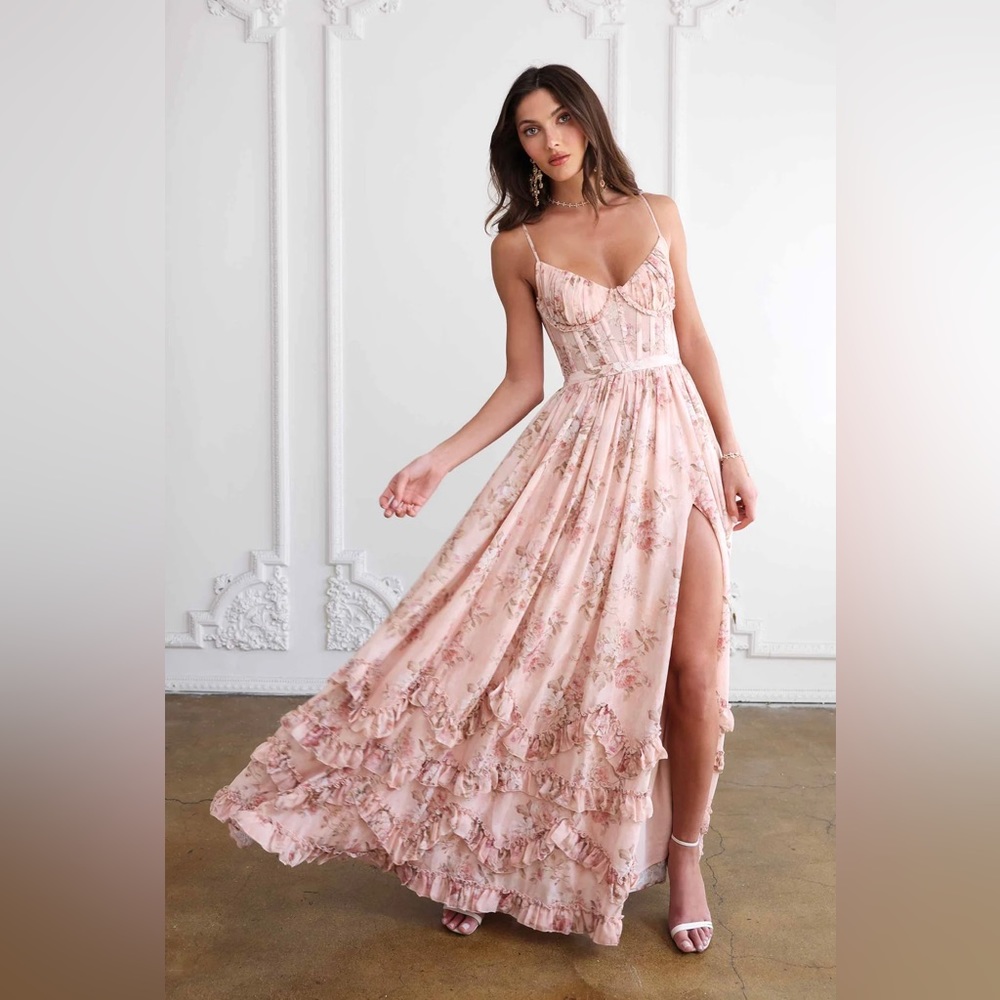 V Chapmen Carmen Dress in Peach Tapestry Size 2